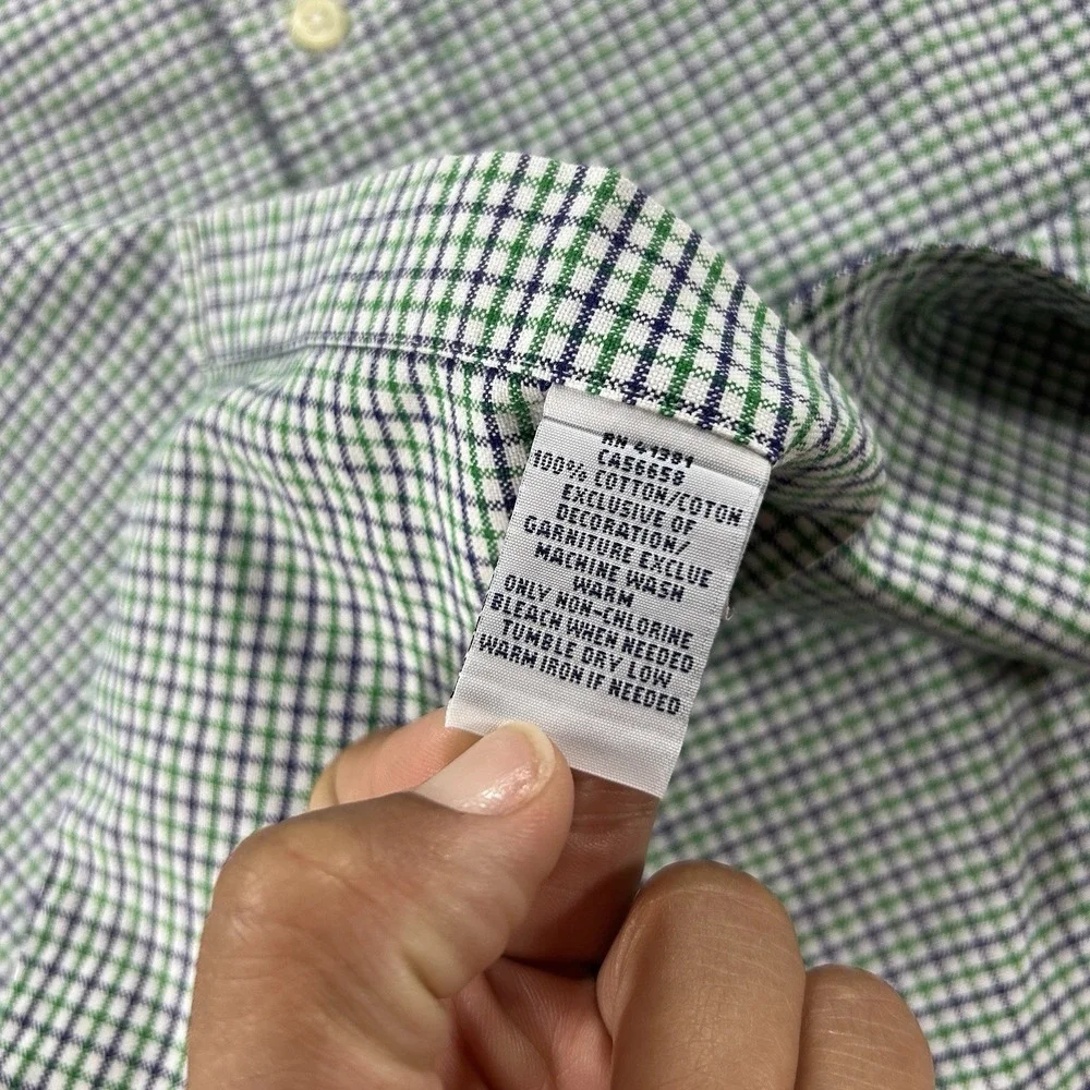 Polo Ralph Lauren Large Oxford Blue Green Plaid Button Down Flesh Pony